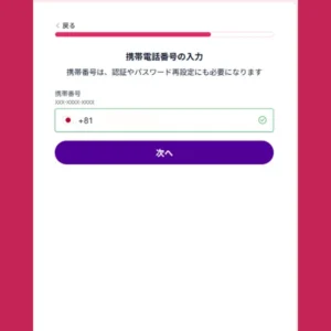 ミスティーノアカウント登録-電話番号